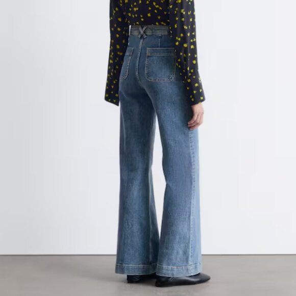 & other stories Wide Leg Blue Jean Denim Retro Pocket High Waist 29 - Picture 16 of 16